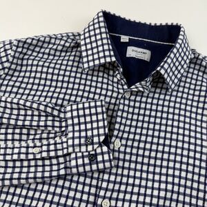Duchamp London Shirt Mens XL 17 Blue Check Tailored Fit Preppy Long Sleeve